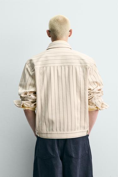 BLOUSON COUPE DÉCONTRACTÉE À RAYURES - Écru de Zara - Image 2