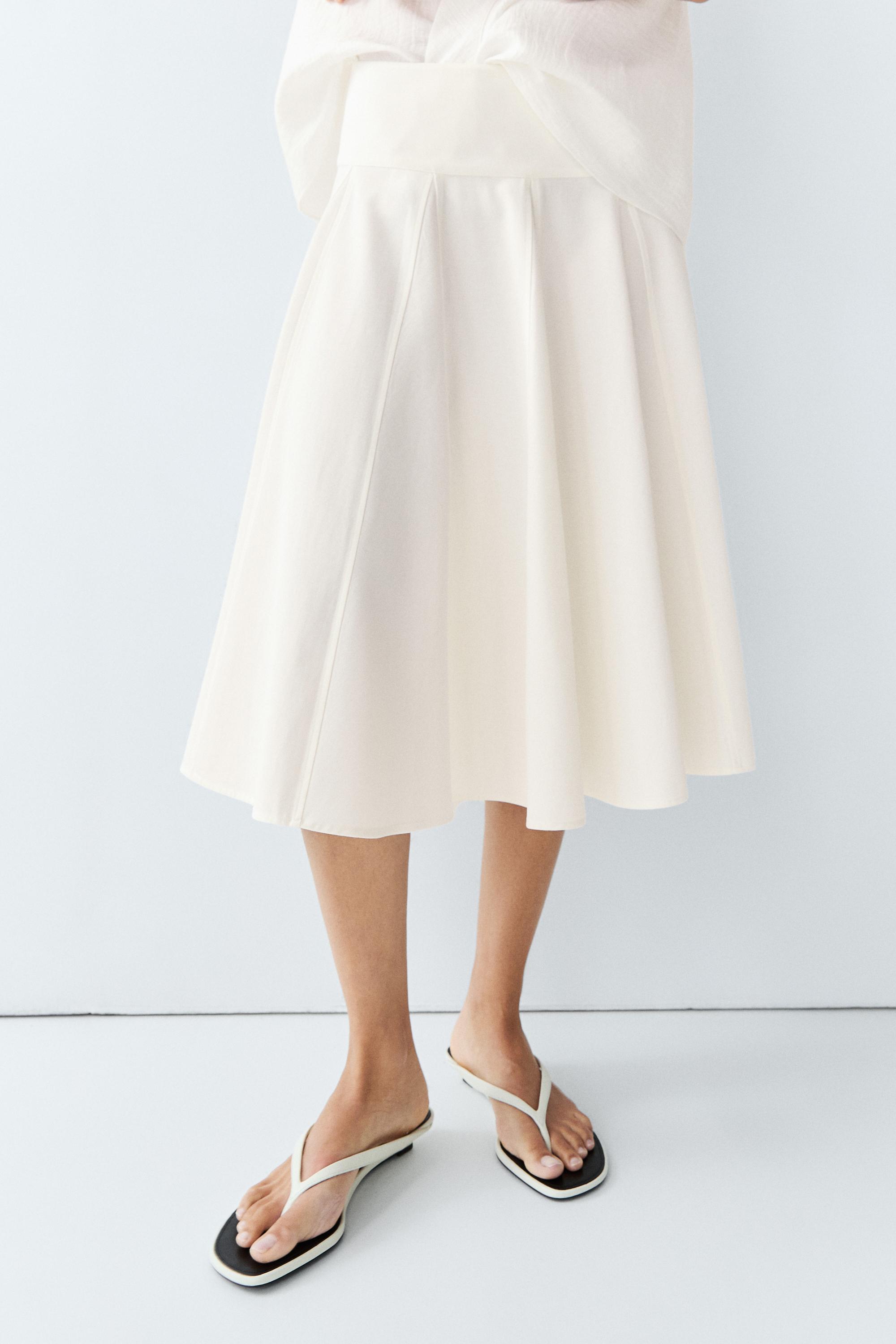 Flared midi skirt with sash detail