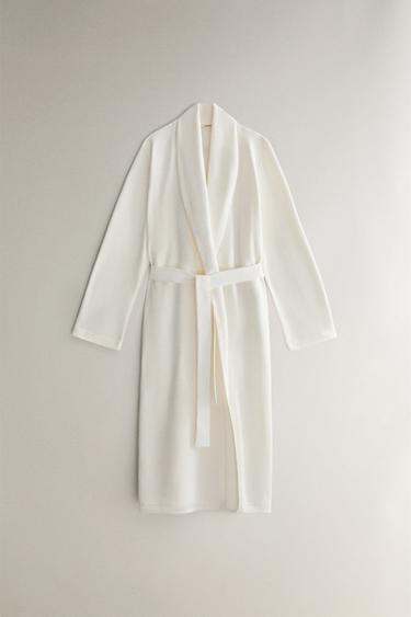 DLOUHÝ FLEECOVÝ ŽUPAN - Špinavě bílá od Zara