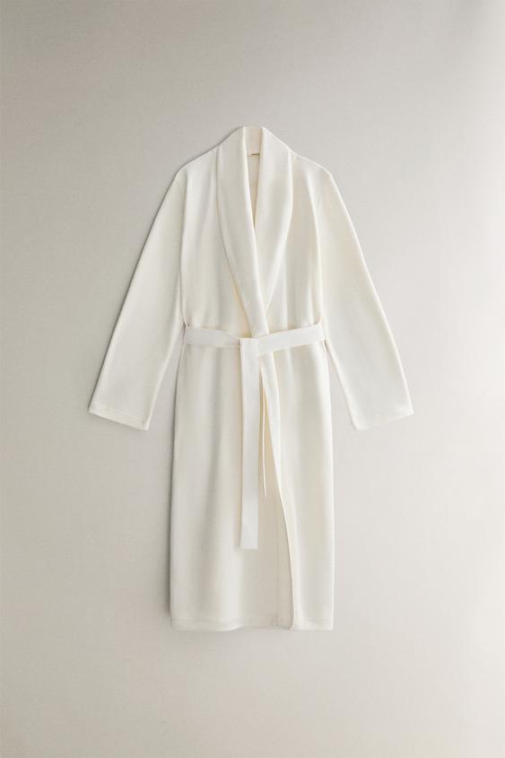 LONG FLEECE DRESSING GOWN - Oyster-white | ZARA United States