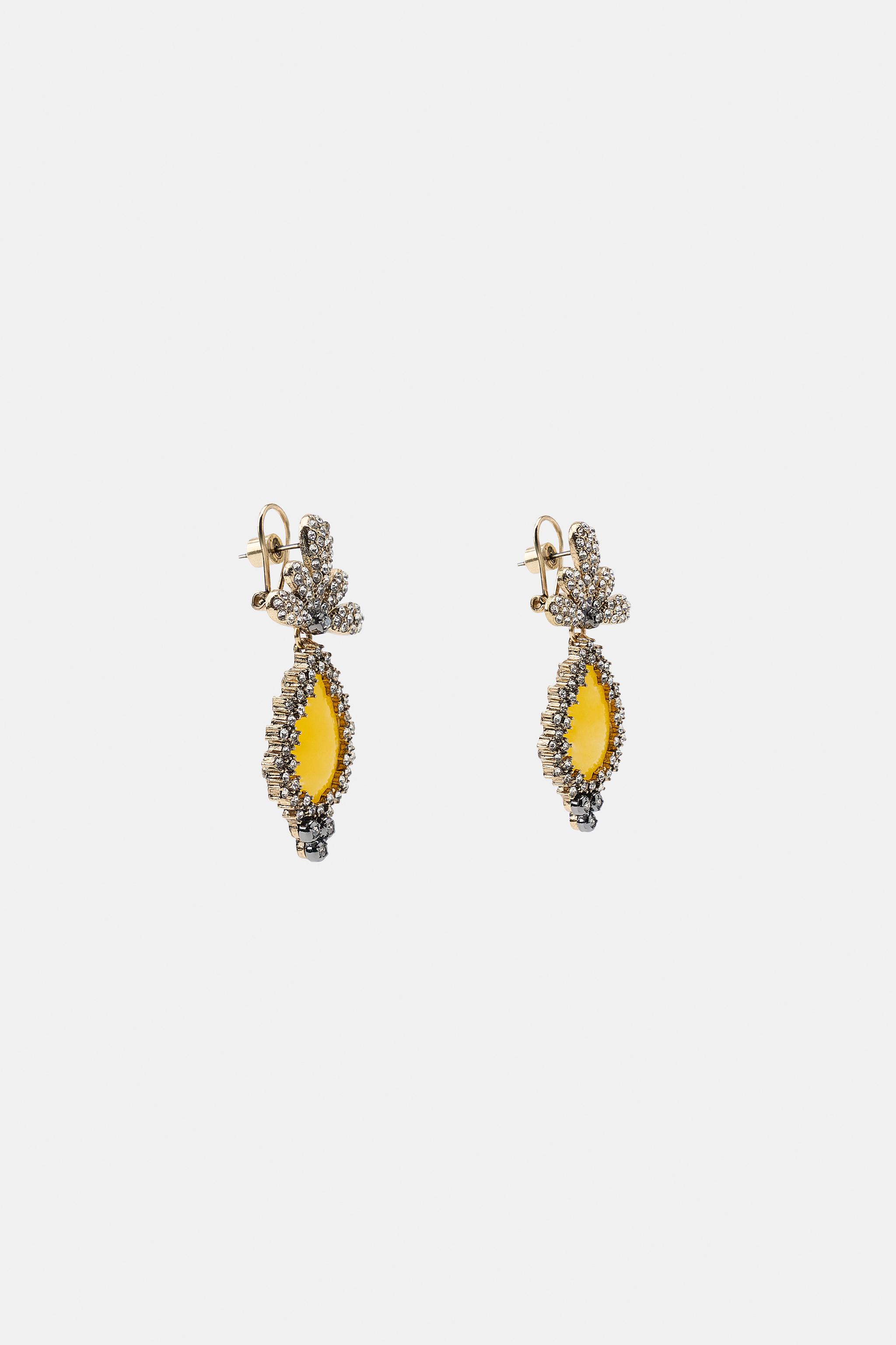 Женские аксессуары Zara RHINESTONE STONE EARRINGS — фото 4