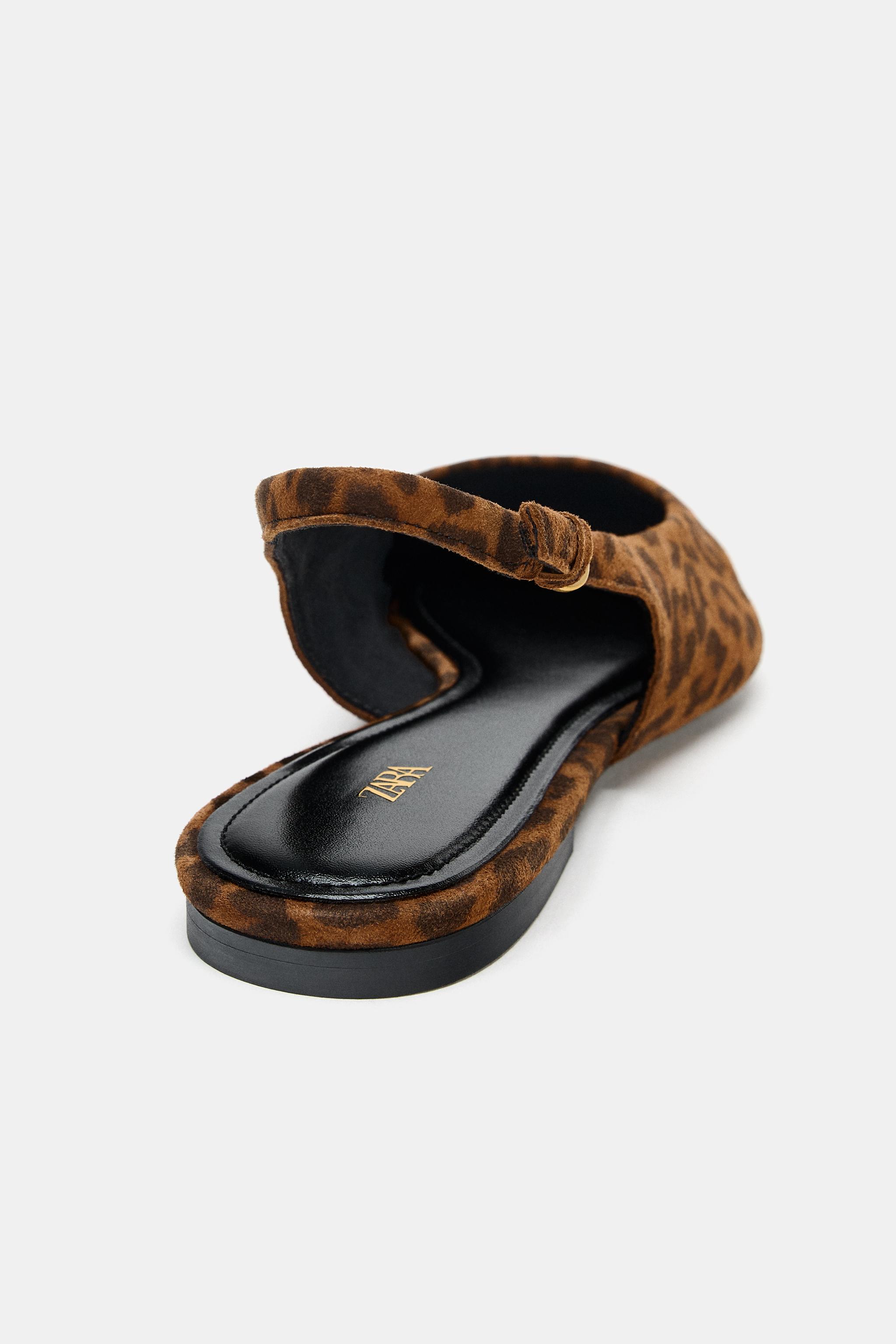 ANIMAL PRINT LEATHER SLINGBACK SHOES Leopard ZARA United Kingdom