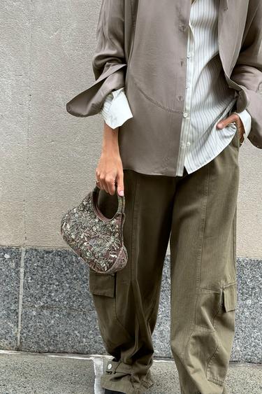BEADED HANDBAG - Grey by Zara