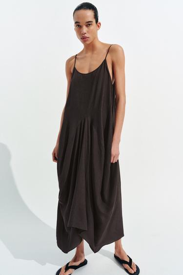 ОБЪЕМНОЕ ПЛАТЬЕ СО СБОРКАМИ — ZW COLLECTION — КОРИЧНЕВЫЙ от Zara