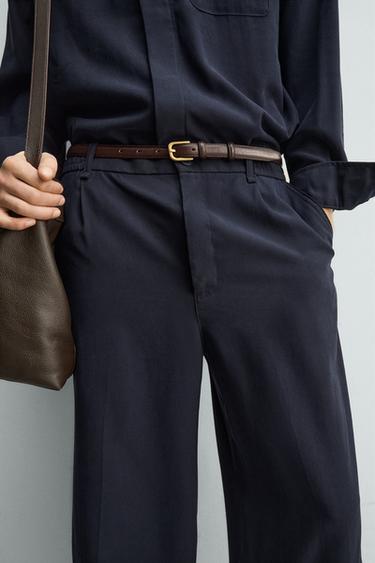 RELAXED FIT FLOWING TROUSERS - Navy blue by Zara - Image 4