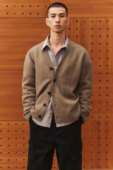WOOL - CASHMERE CARDIGAN AARON LEVINE X ZARA - Brown / Taupe by Zara