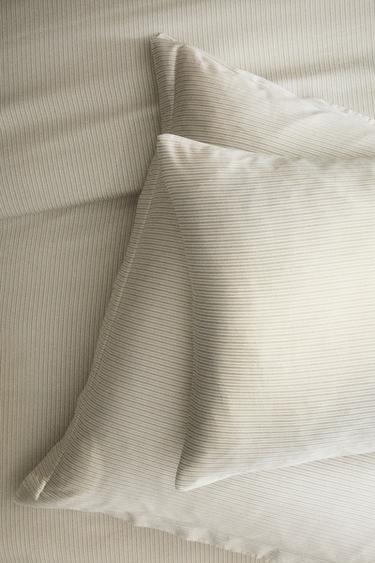 Zara STRIPED SATEEN PILLOWCASE (300 THREAD COUNT) - Ecru