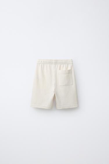RUSTIC TEXTURED BERMUDA SHORTS - Ecru by Zara - Image 1