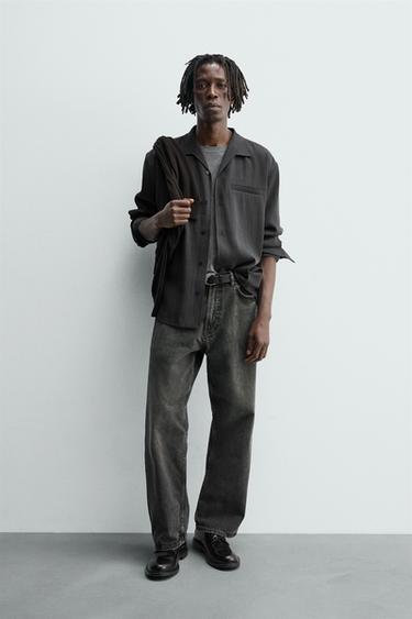 Zara WASHED FLOWY SHIRT - Anthracite grey - Image 0