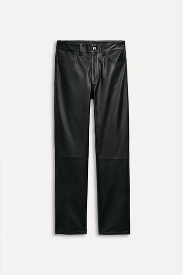 PANTALON DROIT EN CUIR 50E ANNIVERSAIRE - Anthracite foncé de Zara - Image 1
