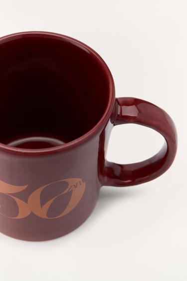 50TH ANNIVERSARY EARTHENWARE MUG - Burgundy by Zara - Image 2