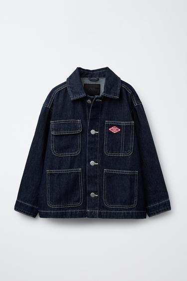 Zara DENIM JACKET WITH LABEL - Navy blue
