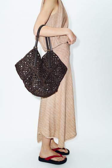 SAC SHOPPER TRESSÉ - Marron de Zara - Image 1