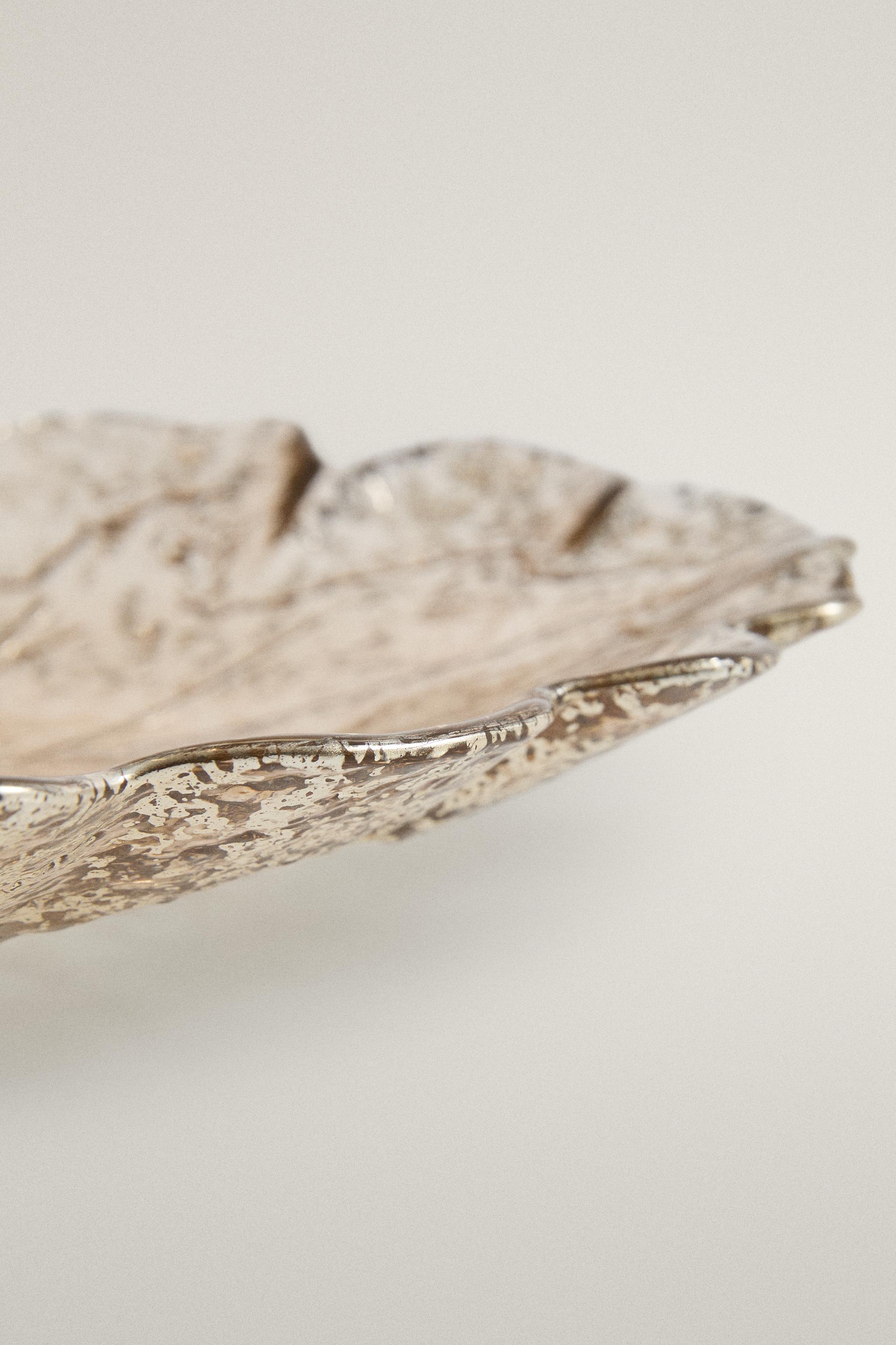 BOL VERRE MERCURISÉ FEUILLE NOËL