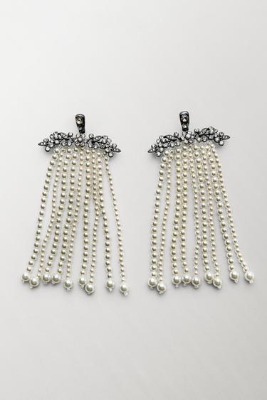 PENDIENTES CASCADA BRILLOS PERLAS -  de Zara