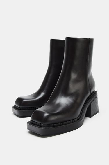 BLOCK HEEL ANKLE BOOTS - Brown by Zara - Image 3