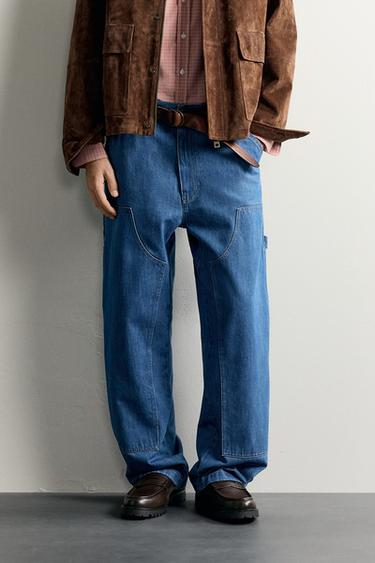 RELAXED FIT CARPENTER POCKET JEANS - Bluish by Zara