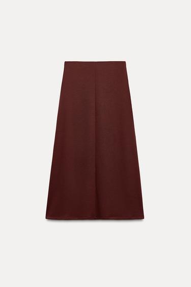 Zara SOFT MIDI SKIRT - Brandy
