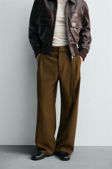 RELAXED FIT TROUSERS WITH BELT - Oil by Zara - Image 1
