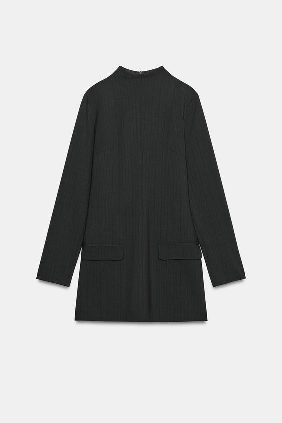 Zara Robe ROBE COL MONTANT POCHES RAYURES - Plomb | ZARA Suisse / Switzerland