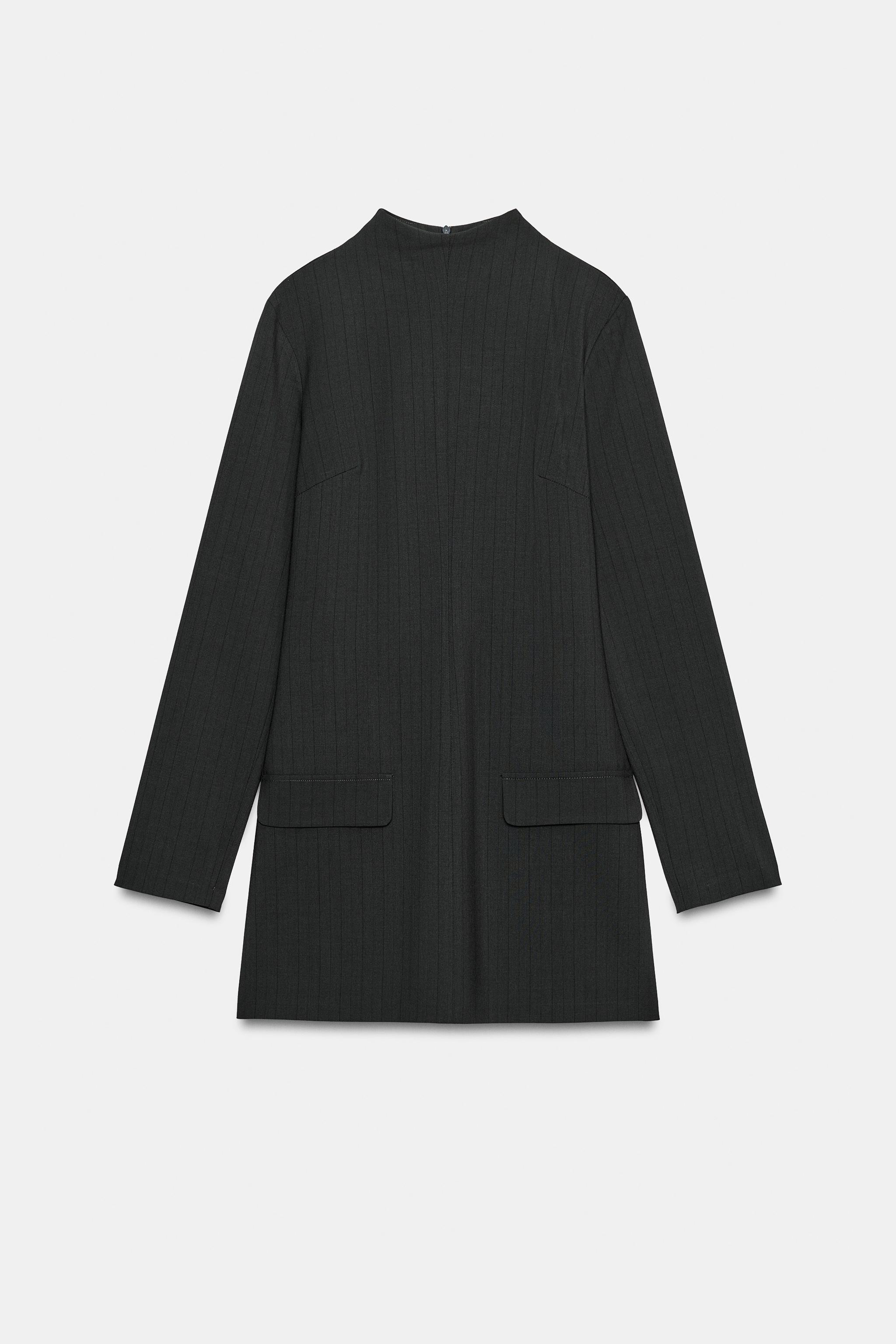 HIGH NECK STRIPED POCKET DRESS