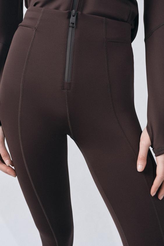 LEGGINGS CREMALLERA TERMOSELLADA ZW COLLECTION Marrón ZARA España