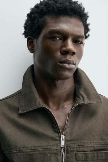 SURCHEMISE REGULAR FIT ZIPPÉE - Marron de Zara - Image 4