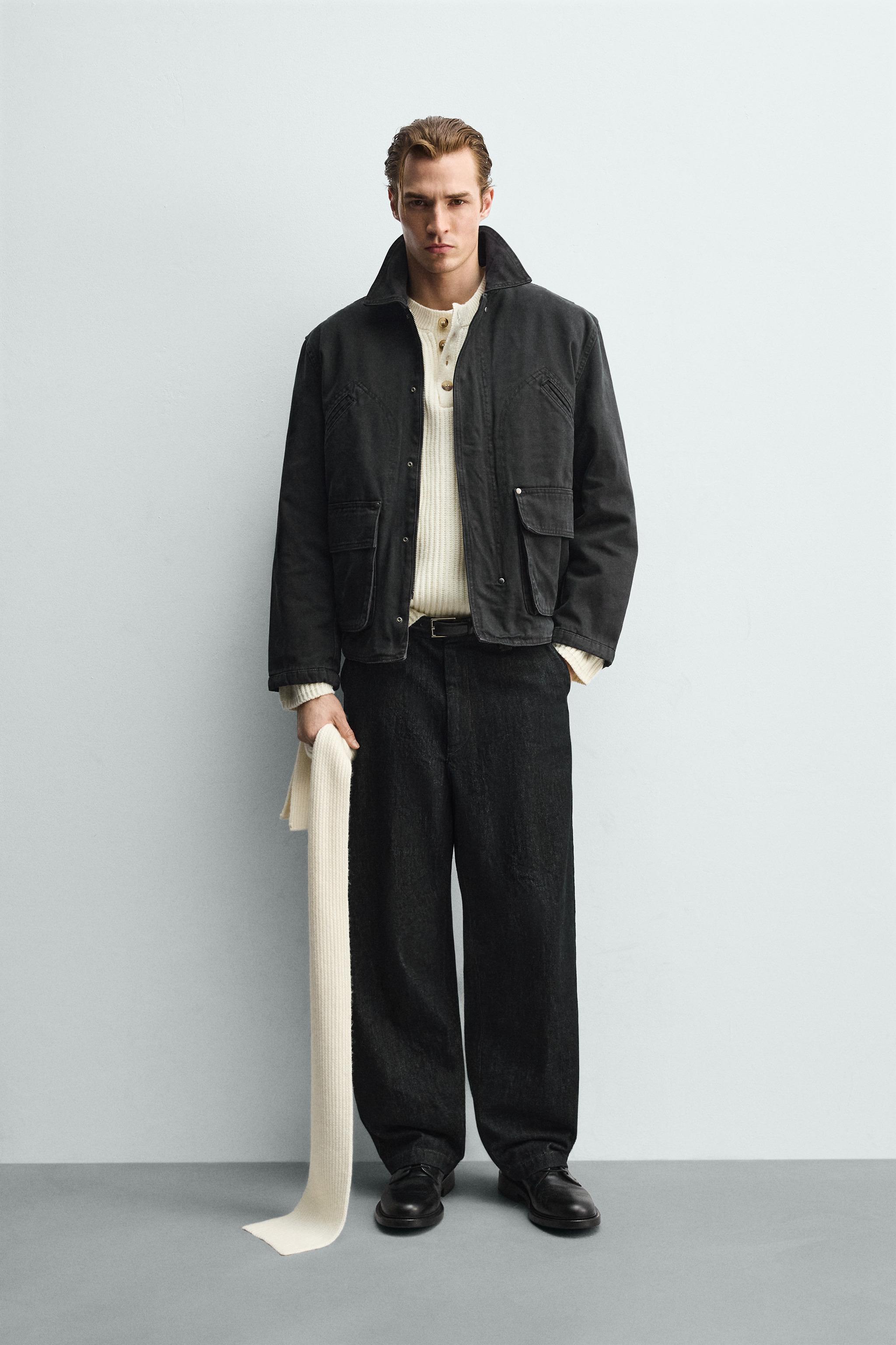 ウォッシュ加工ポケット付き リラックスフィットジャケット