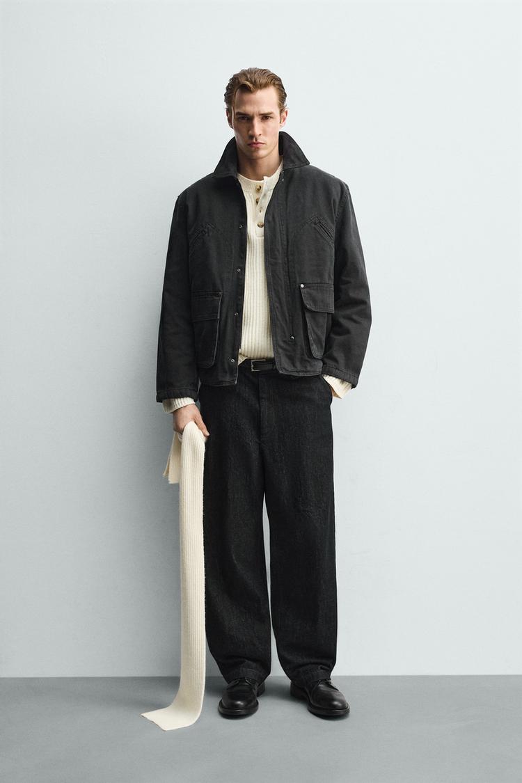 CEPLİ YIKAMALI RELAXED FIT CEKET