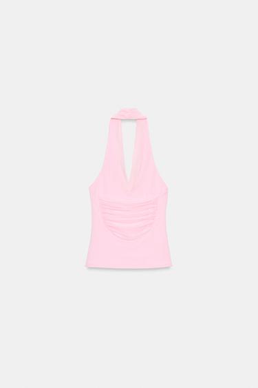 HALTER TOP WITH MATCHING TULLE - Mid-pink by Zara - Image 4