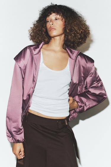 VESTE REMBOURRÉE ÉPAULES MARQUÉES - Lilas de Zara - Image 6