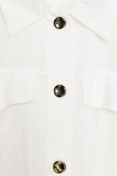 SAFARI BLOUSE WITH ROLLED-UP SLEEVES - White by Zara - Image 6