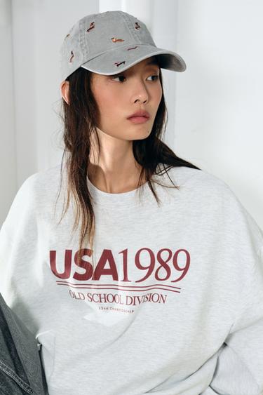 Zara 斜紋布小狗刺繡棒球帽 - 灰色 - 圖片 0