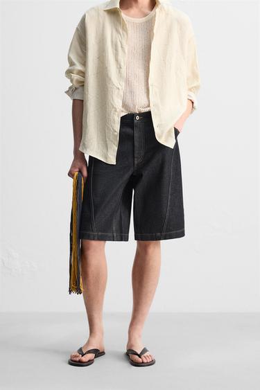 Zara 寬鬆版牛仔短褲 - 藍色