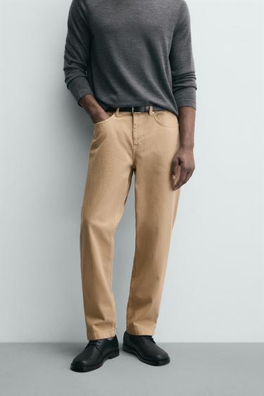 JEANS REGULAR FIT LAVADO - Beige oscuro de Zara