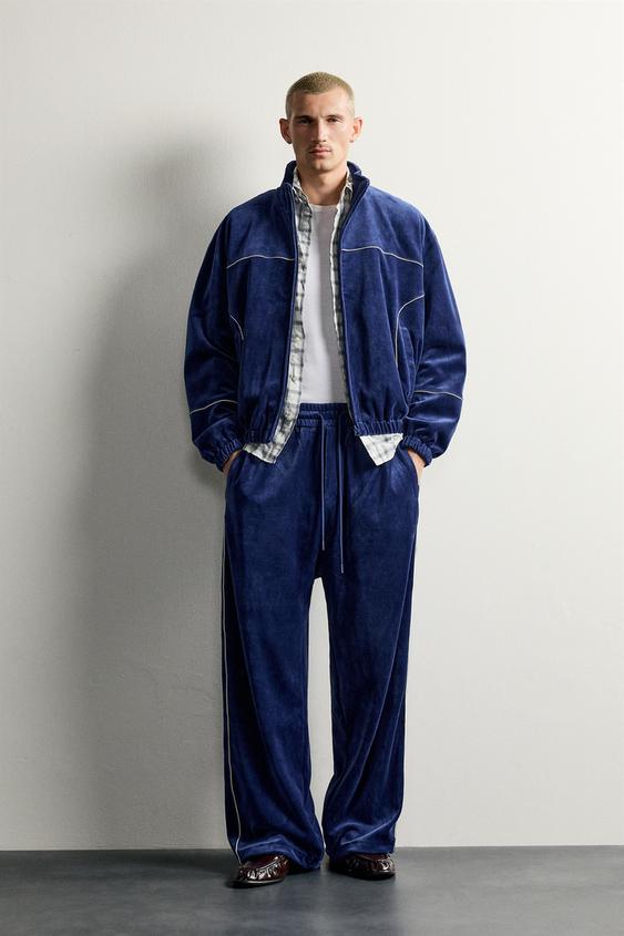RETRO VELOUR TRACK TROUSERS - Bluish by Zara - Image 0