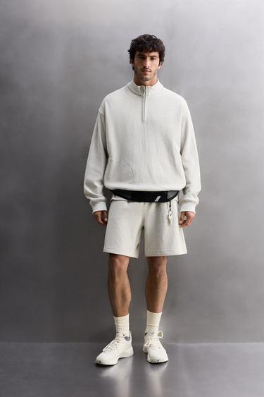 COTTON JOGGER BERMUDA SHORTS - Grey marl by Zara