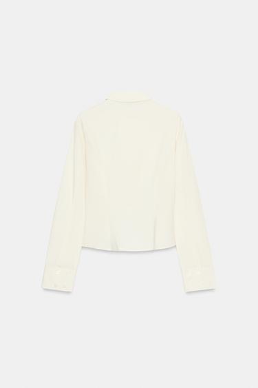 FITTED POPLIN SHIRT - Cream by Zara - Image 3