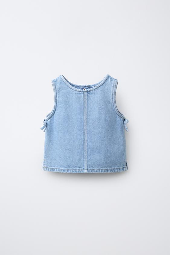 TOP DENIM LACITOS - Azul medio de Zara - Imagen 0