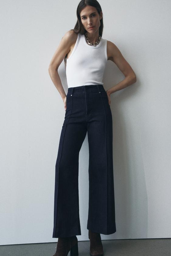 ZW COLLECTION HIGH WAIST WIDE LEG JEANS - Blue | ZARA United States 