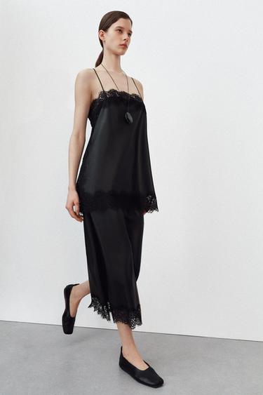 Zara ZW COLLECTION FAUX LEATHER SKIRT - Black