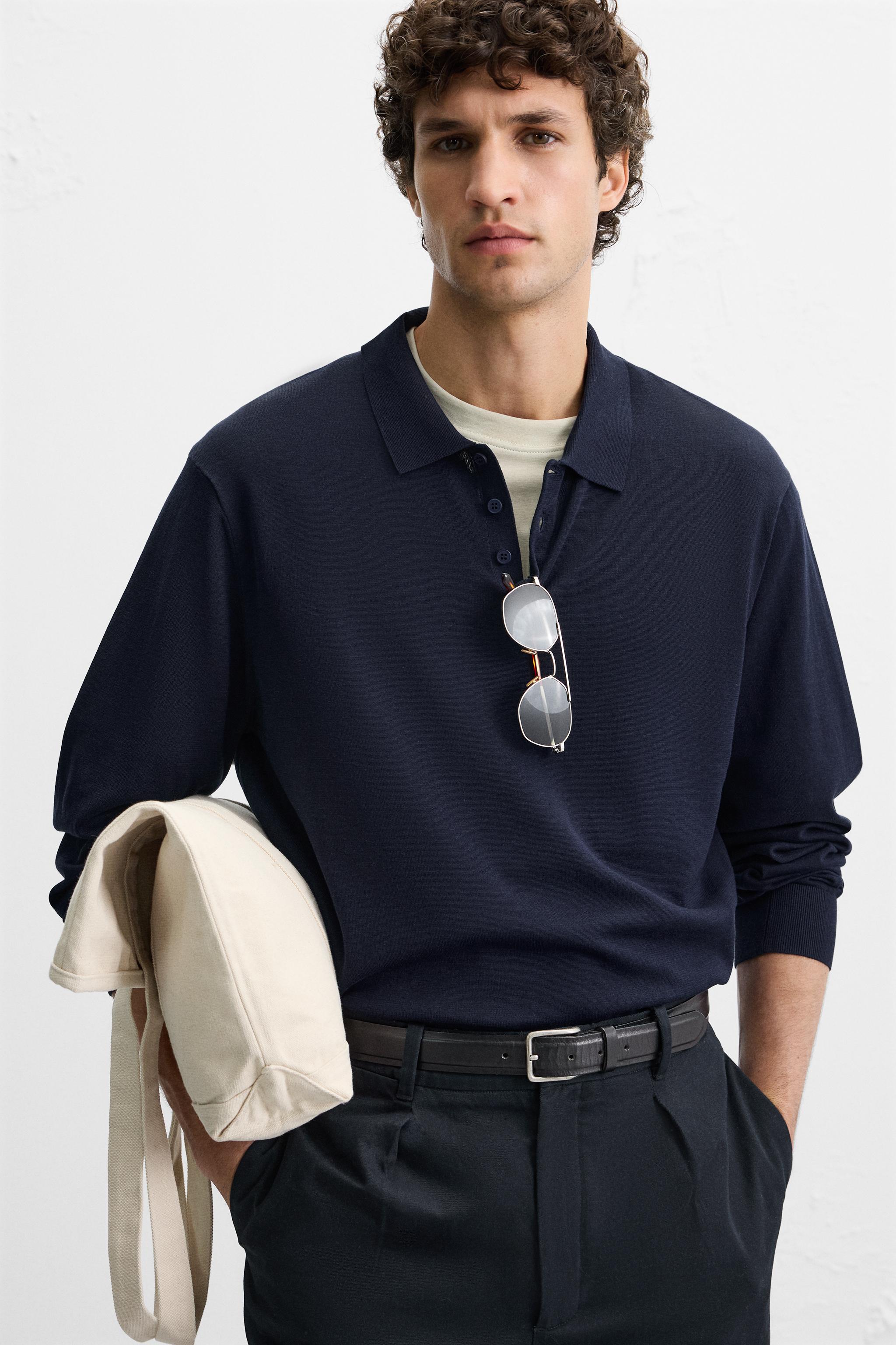 コットン&シルクニット ポロシャツ - モスグリーン | ZARA Japan コットン&シルクニット ポロシャツ - モスグリーン | ZARA Japan