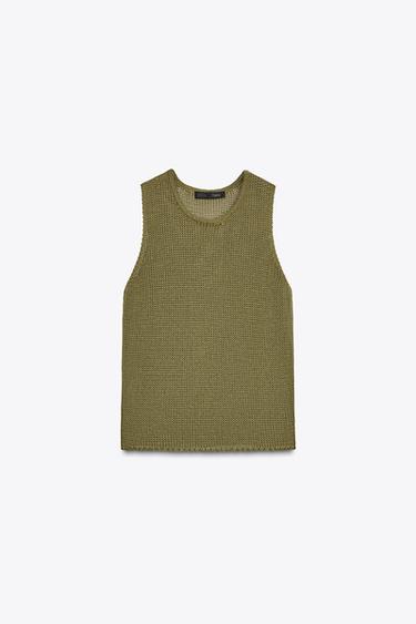 100% PAMUT KÖTÖTT TOP – Khaki a ZARA-tól