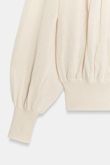 BLOUSE EN MAILLE À COL BATEAU - Sable de Zara - Image 5