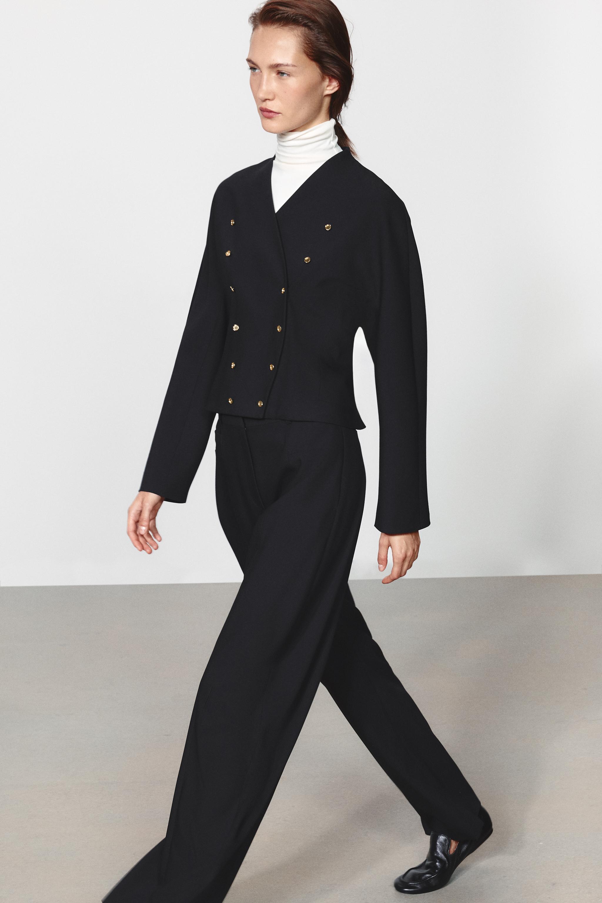 Zw Collection Gold Button Blazer by Zara