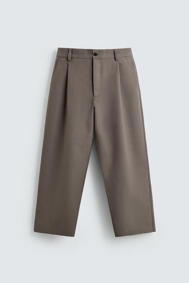 BALLOON FIT PLEATED TROUSERS - Mink by Zara