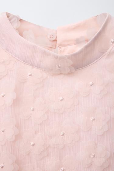 FLORAL APPLIQUÉ TOP - Pale pink by Zara - Image 2