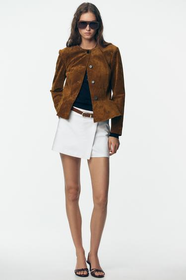 Zara BELTED WRAP SKORT - Oyster-white