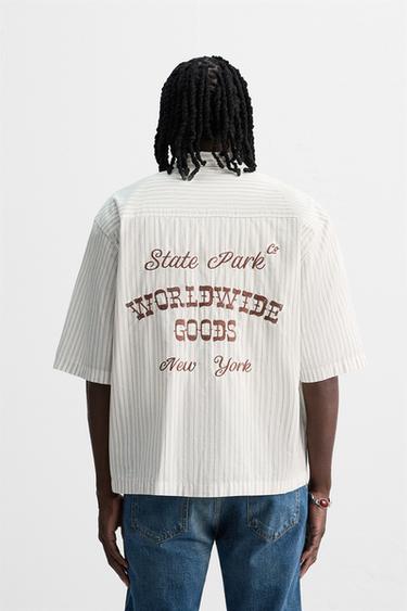 STRIPED EMBROIDERED SHIRT - Ecru by Zara - Image 2