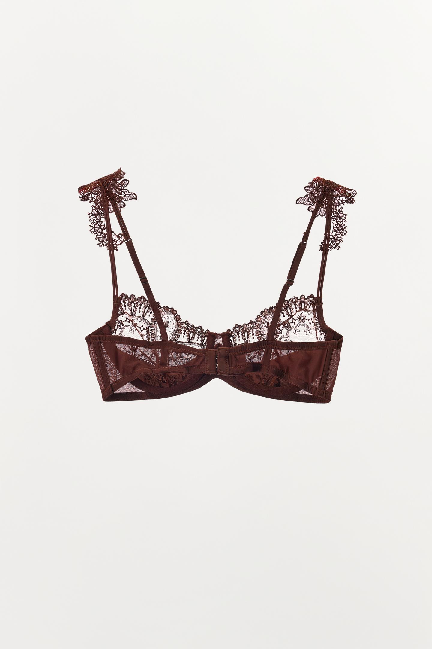 Бра, на косточках, кружево — Zara, цвет: Тёмно-бордовый — фото 4